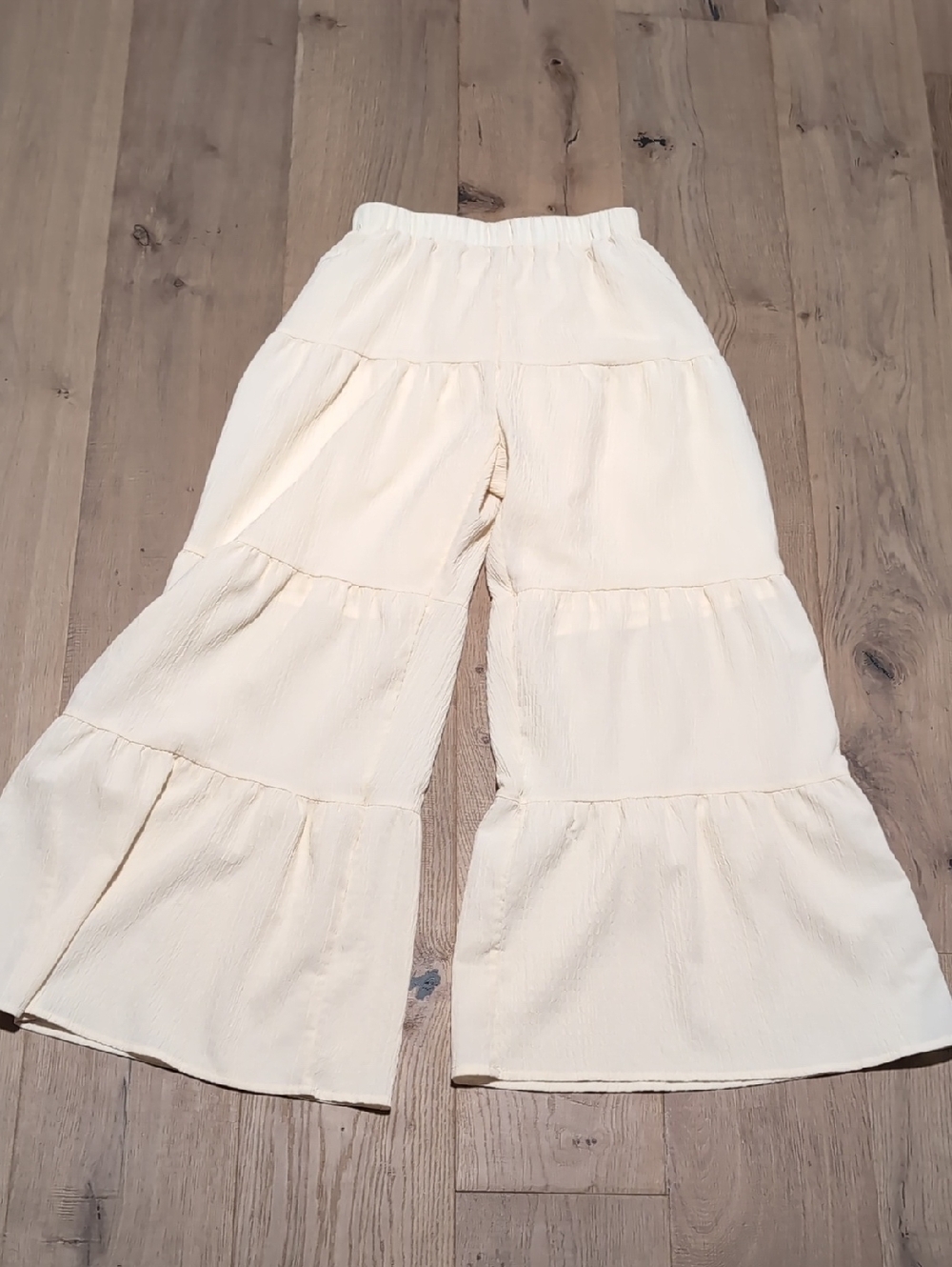 SHEIN Cream Tiered Wide Leg Pants